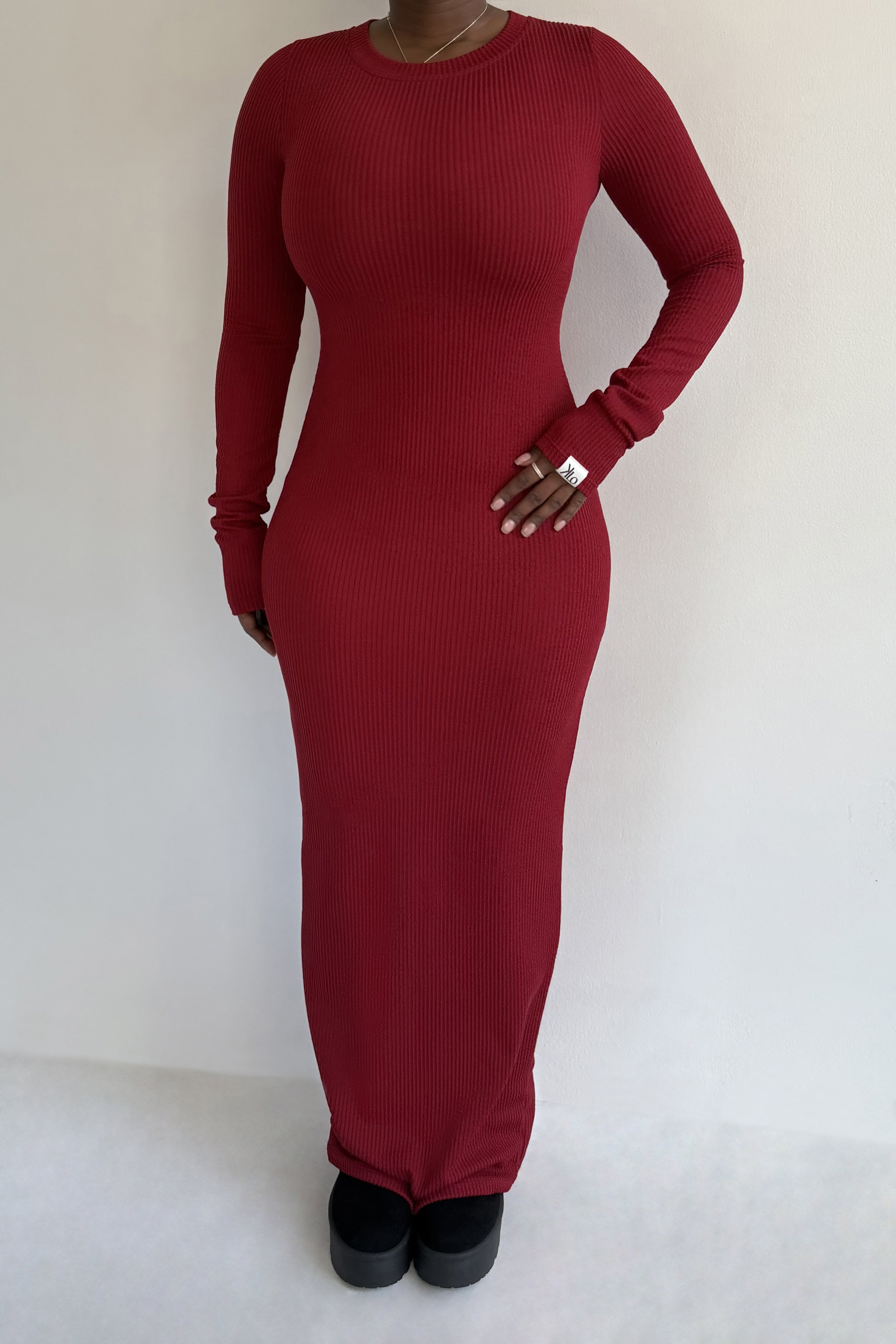 fitted lace wedding dress NISE Dress (Wine Red) – K.Lorayne Apparel